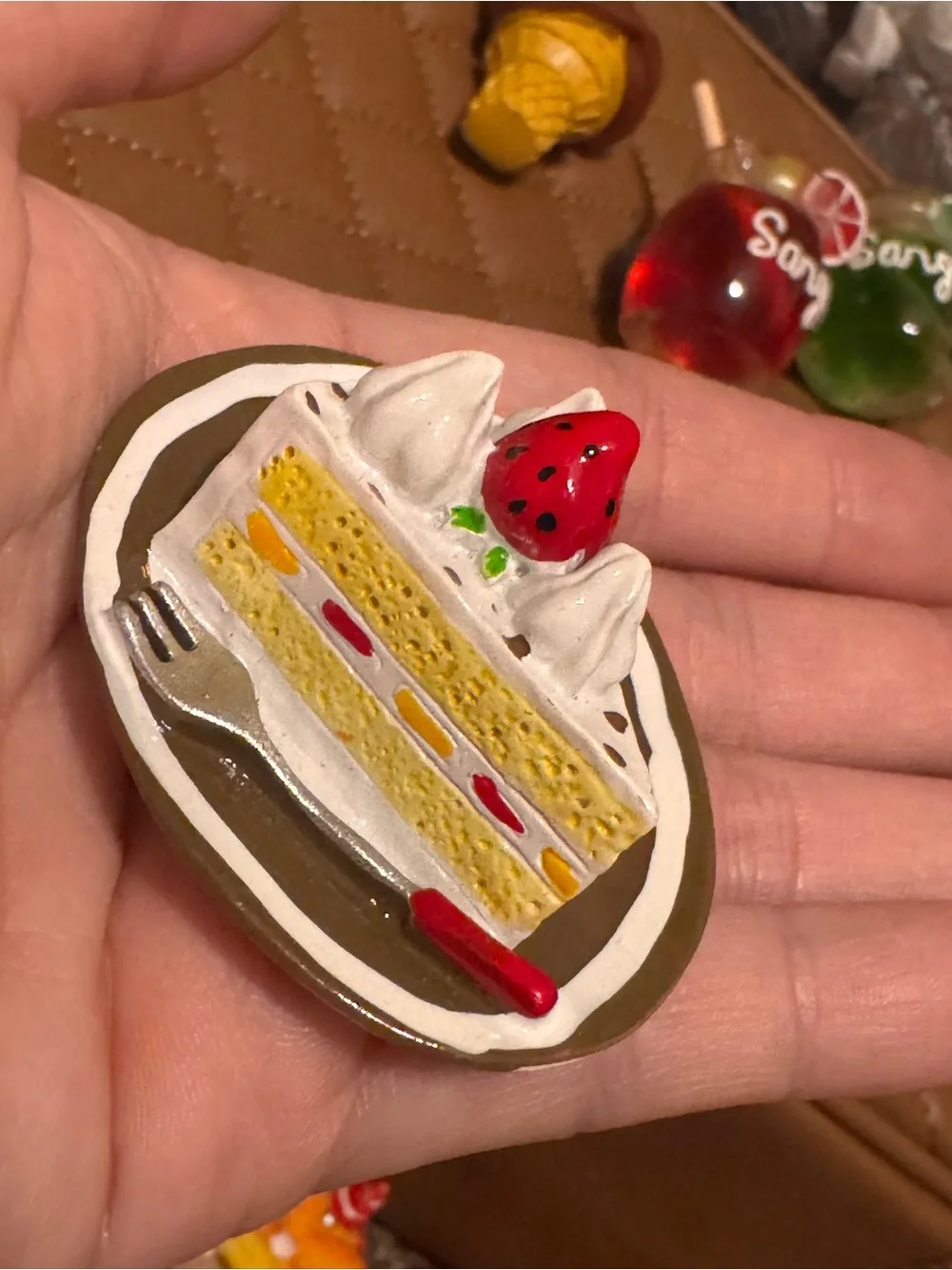 Assorted Dessert & Drink Resin Magnets - Yellow, Red, Green, Brown Accents